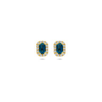 oorknoppen london blue topaas en lab grown diamant 0.16ct (2x 0.08ct) f vs 7,5 mm 14K geelgoud