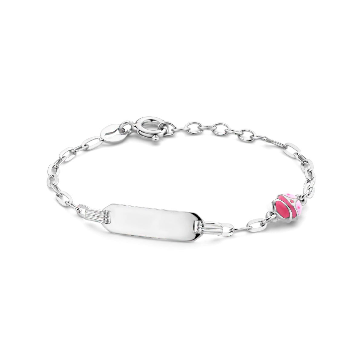 Gravurarmband Marienkäfer Emailleplatte 5,0 mm 11 + 2 cm Silber rhodiniert