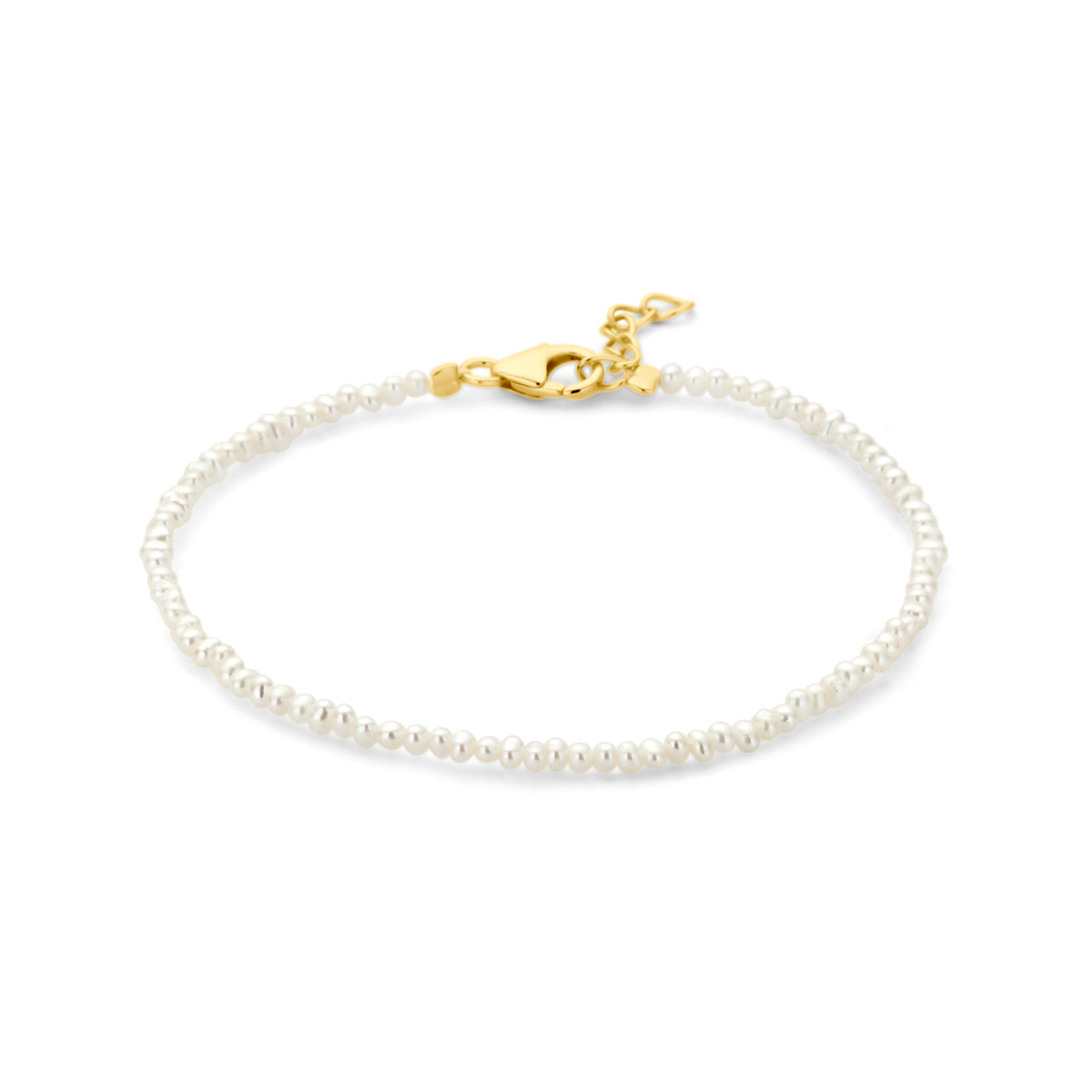 Armband Perlen 16,5 + 2 cm 3 Mikron vergoldet (gelb)