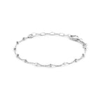 armband bolletjes wit emaille 13 + 3 cm zilver gerhodineerd