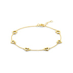 Armband Herzen 16,5 - 17,5 - 18,5 cm 14K Gelbgold