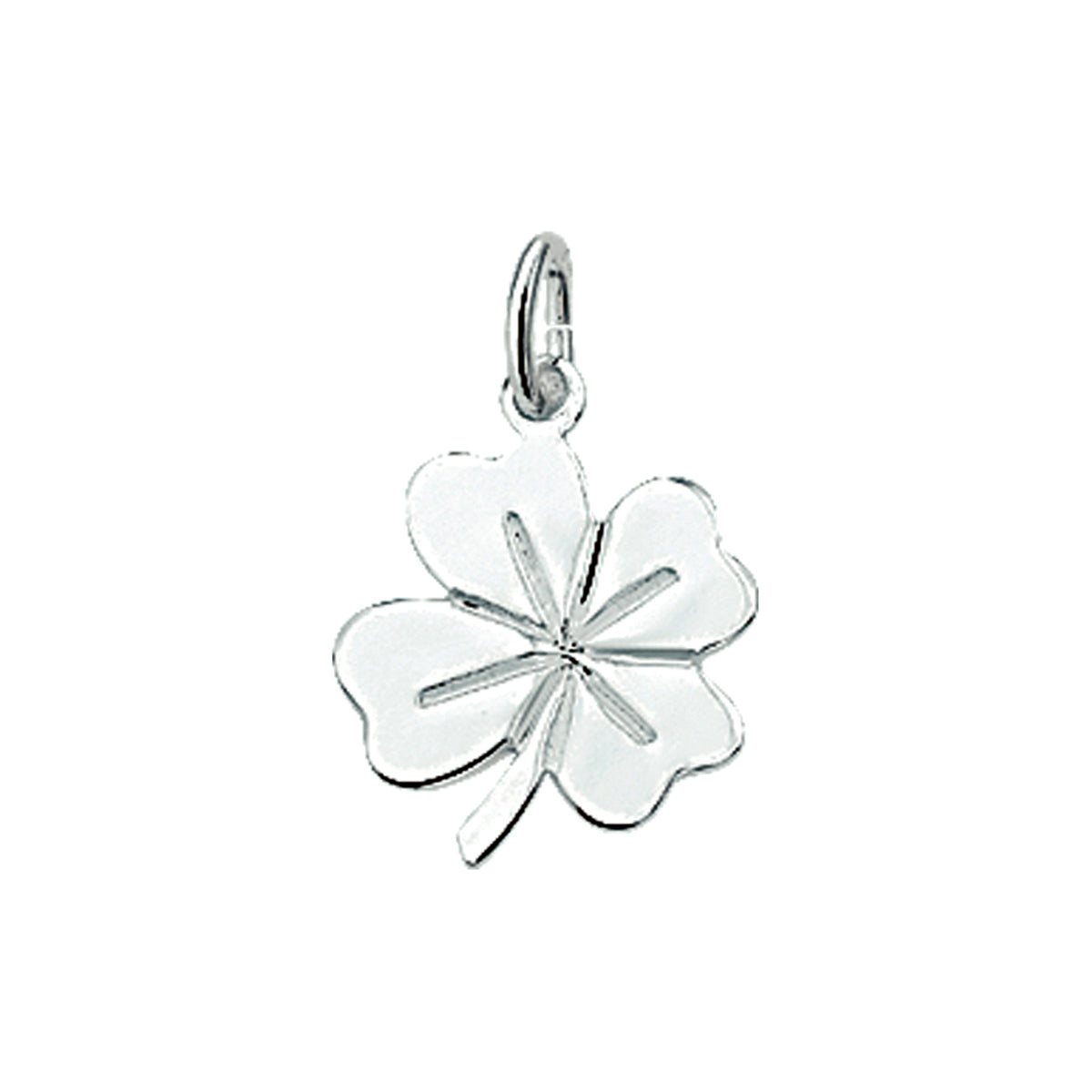 hanger klavertje zilver wit