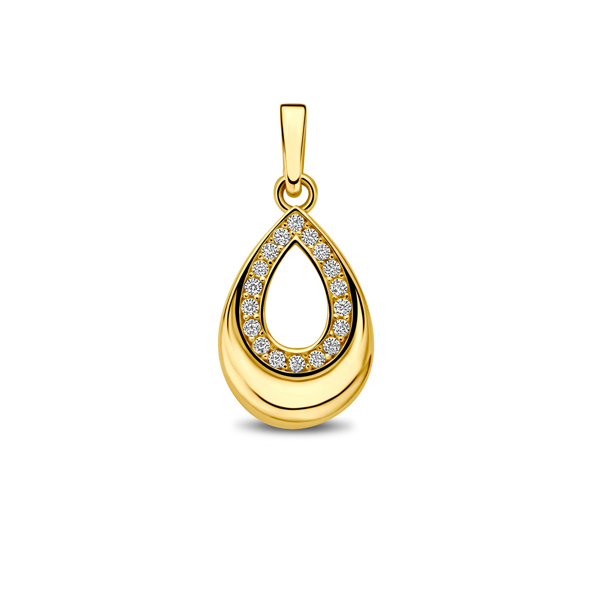 9k hanger druppel zirkonia 14 mm 9K geel - druppel/komma/pegel