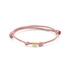 armband satijn zacht roze 13 - 26 cm 14K goud met rubber/nylon/leer