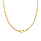 collier slang plat met groot veerslot 4,3 mm 45 cm 3 micron zilver verguld (geel)