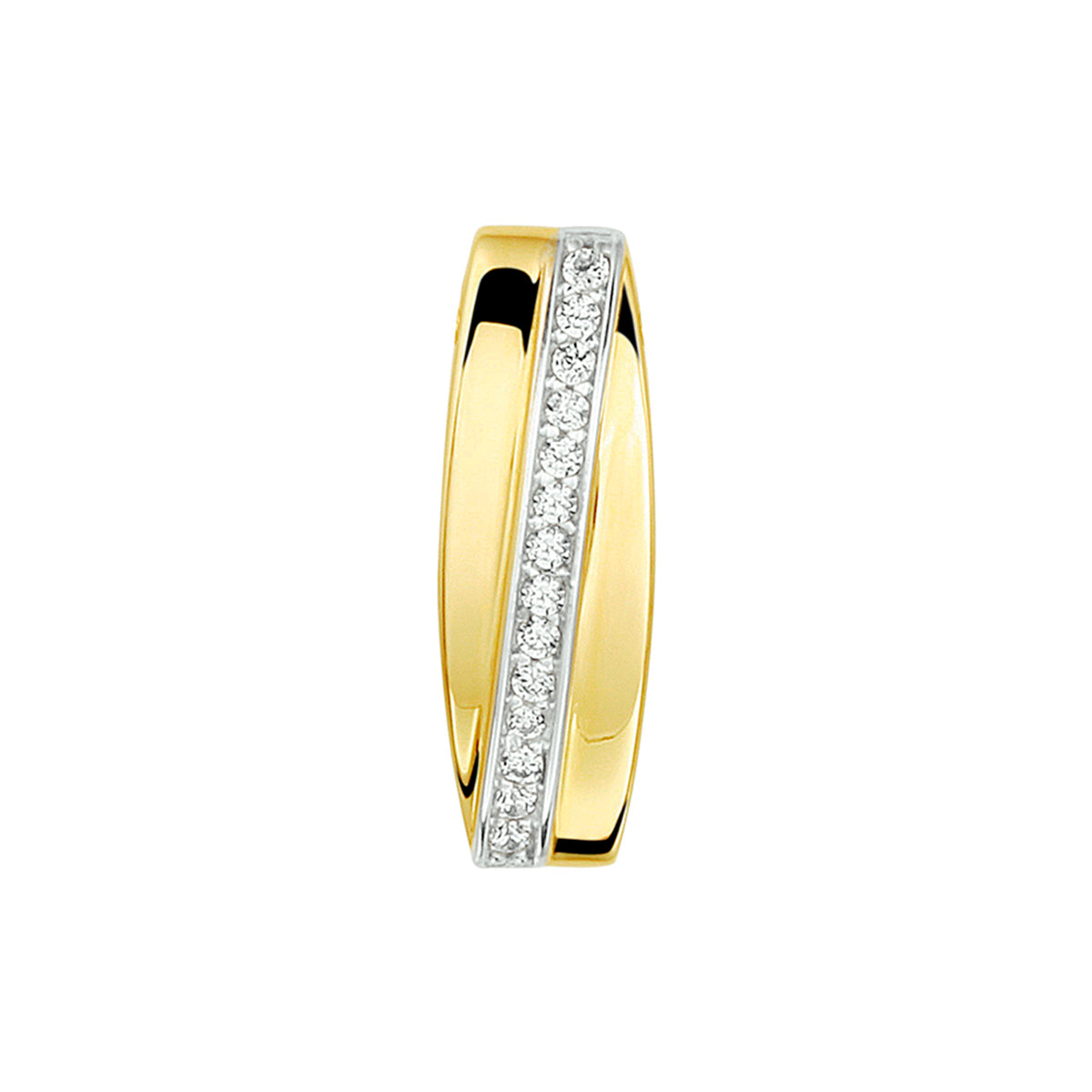 hanger zirkonia bicolor gestift 14K geelgoud