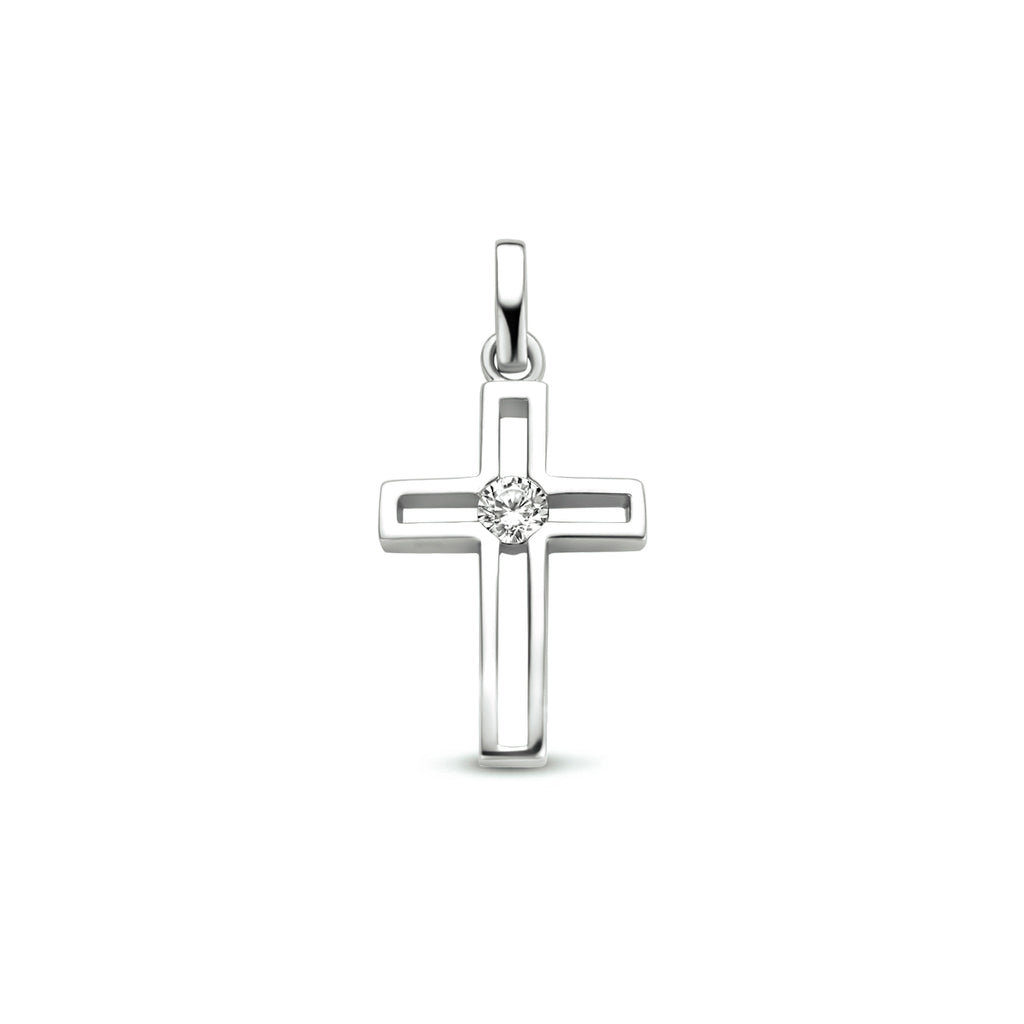 Anhänger Kreuz Zirkonia Silber rhodiniert