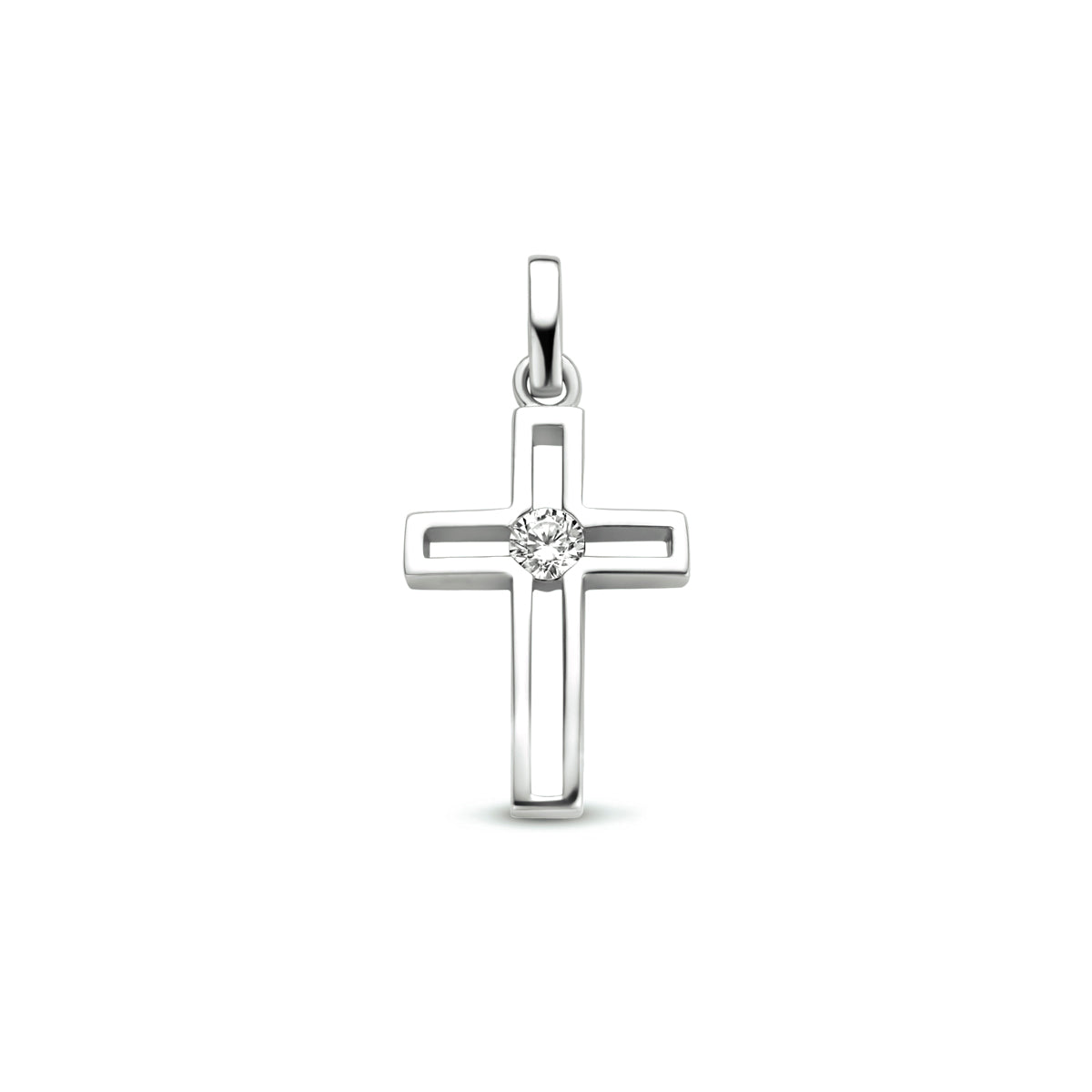 Anhänger Kreuz Zirkonia Silber rhodiniert