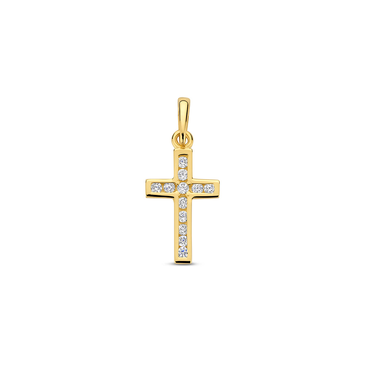 9kt Anhänger Kreuz Zirkonia 12,5 mm 9kt Gelb