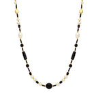collier parel en onyx 48 + 3 cm 3 micron zilver verguld (geel)