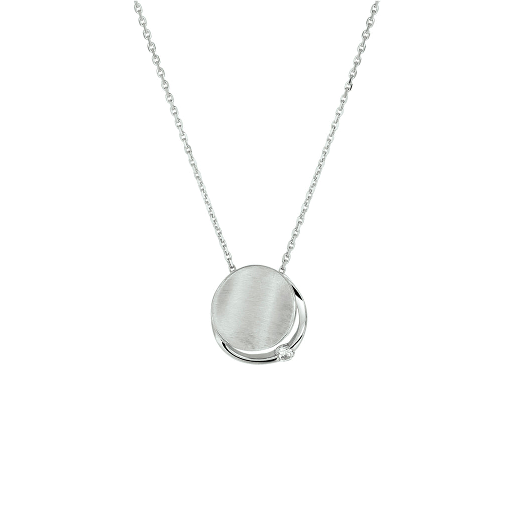 Halskette Zirkonia Poly/matt 41 + 4 cm Silber rhodiniert