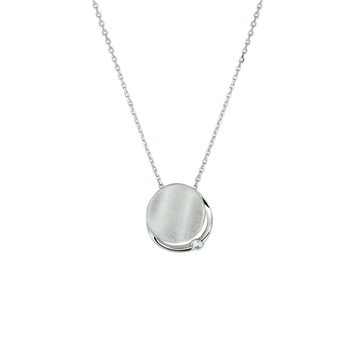 Halskette Zirkonia Poly/matt 41 + 4 cm Silber rhodiniert