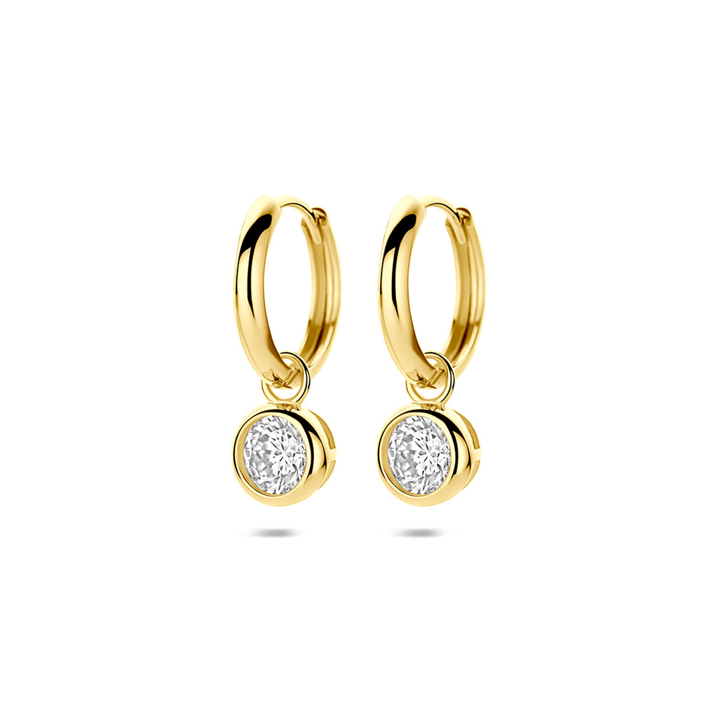 9k Ohrringe Zirkonia 20 mm 9K Gelb