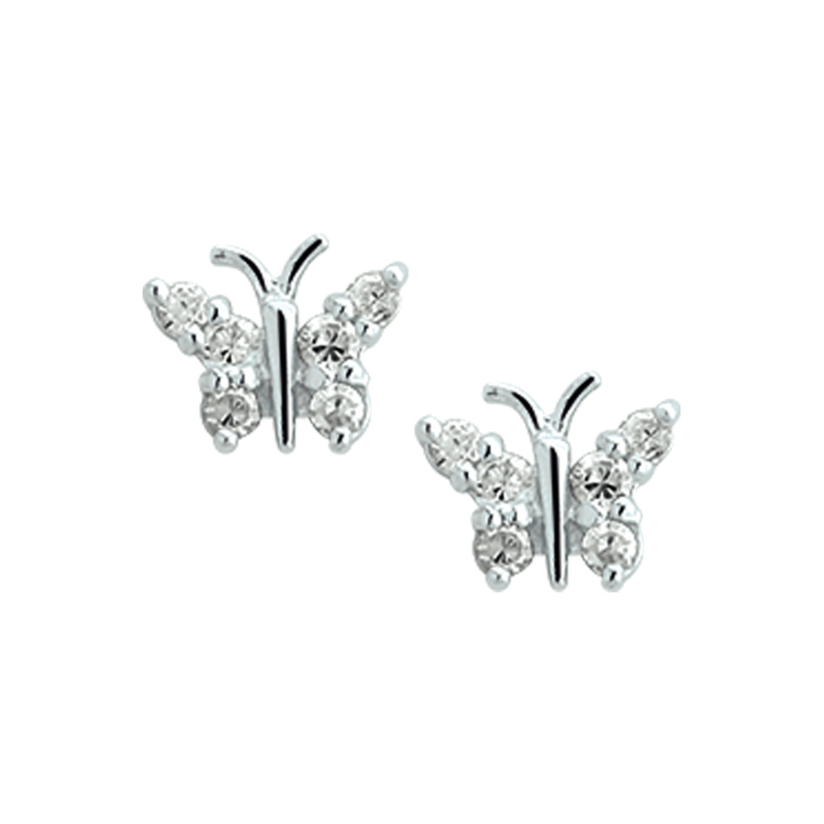Schmetterling Ohrstecker Zirkonia Silber Weiß