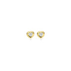 oorknoppen hart en zirkonia 5 mm 14K geelgoud