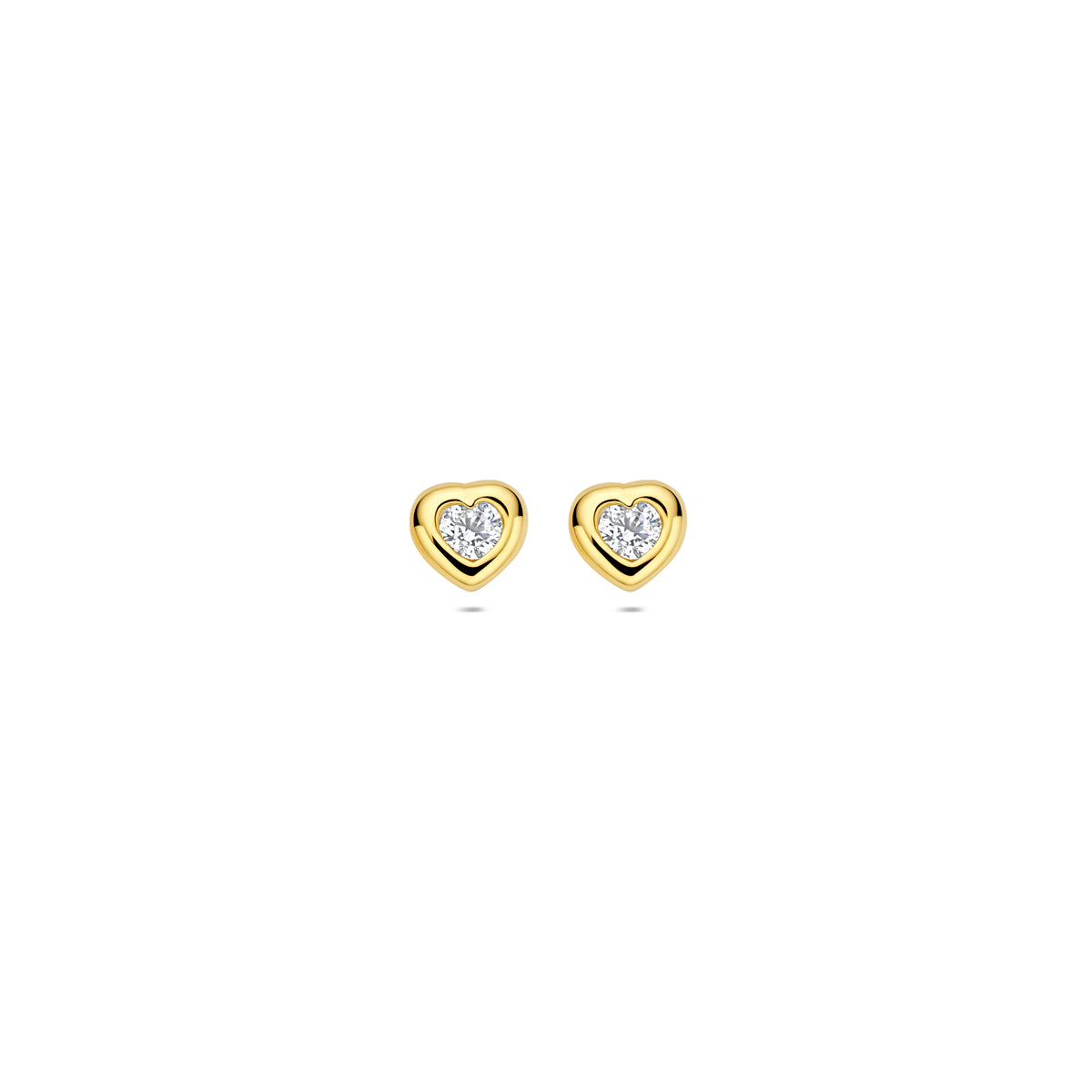 oorknoppen hart en zirkonia 5 mm 14K geelgoud