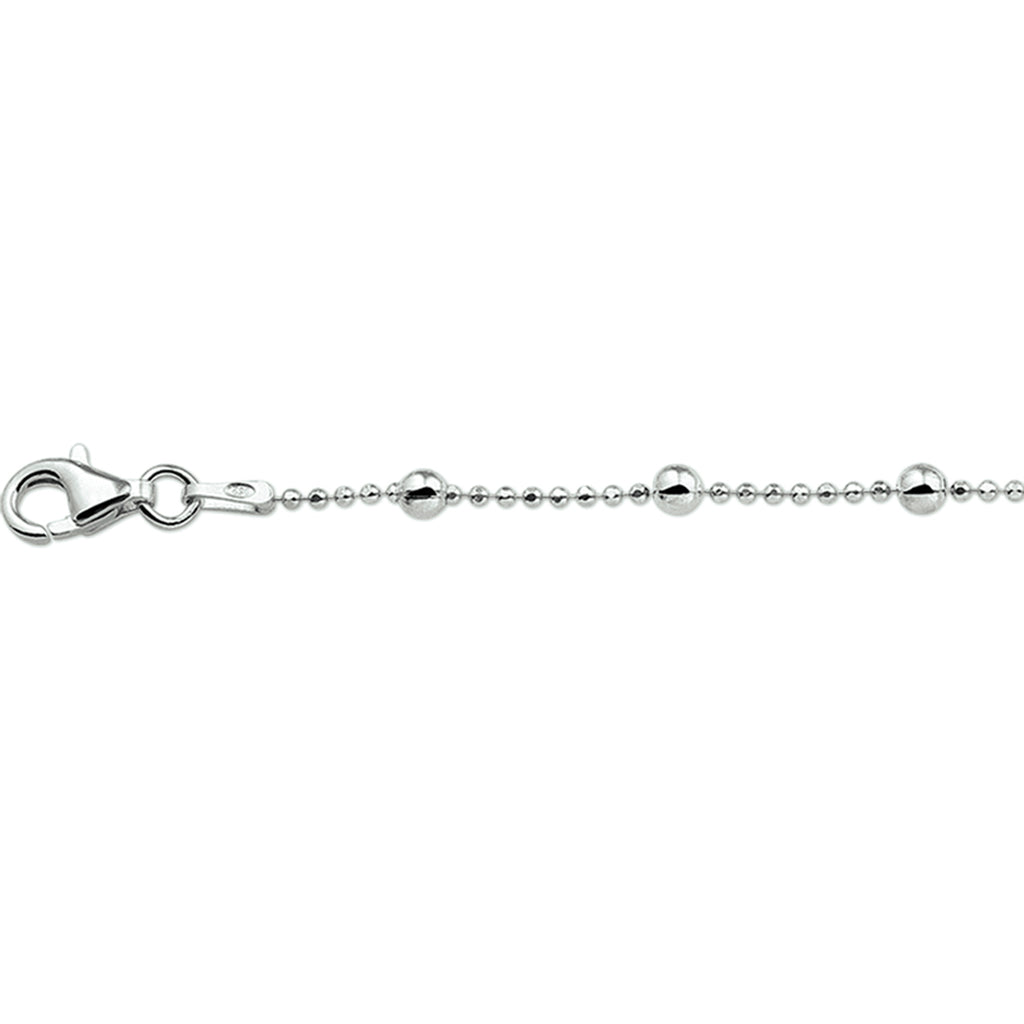 Fußkettchenperlen 24 + 2 cm Silber rhodiniert