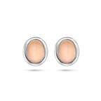 Ohrstecker beige Mondstein silber rhodiniert