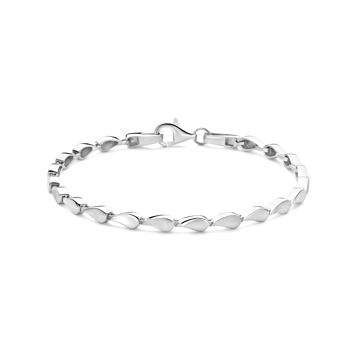 armband poli/mat 3,7 mm 19 cm zilver gerhodineerd