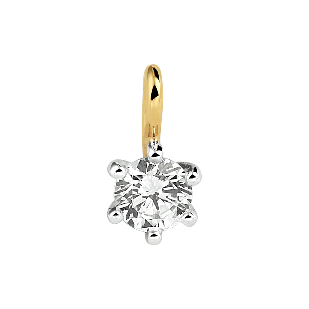 hanger zirkonia 9 mm 14K bicolor goud geel/wit