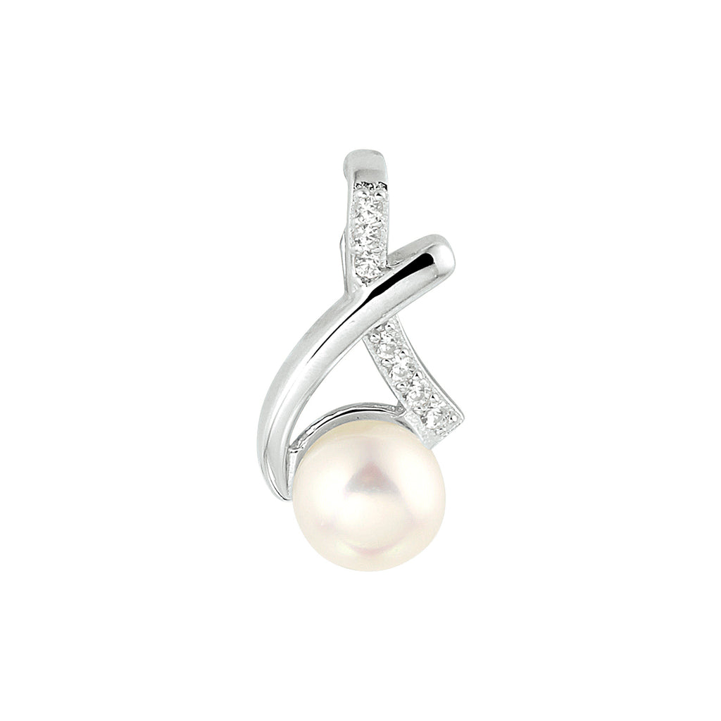 hanger parel en zirkonia zilver gerhodineerd