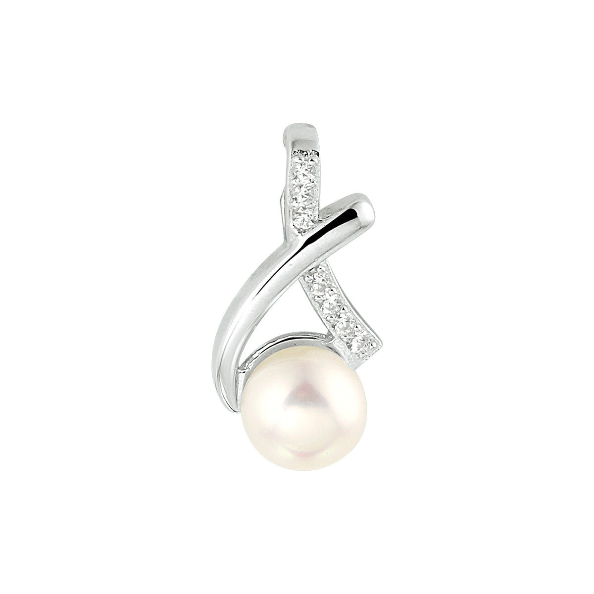 hanger parel en zirkonia zilver gerhodineerd