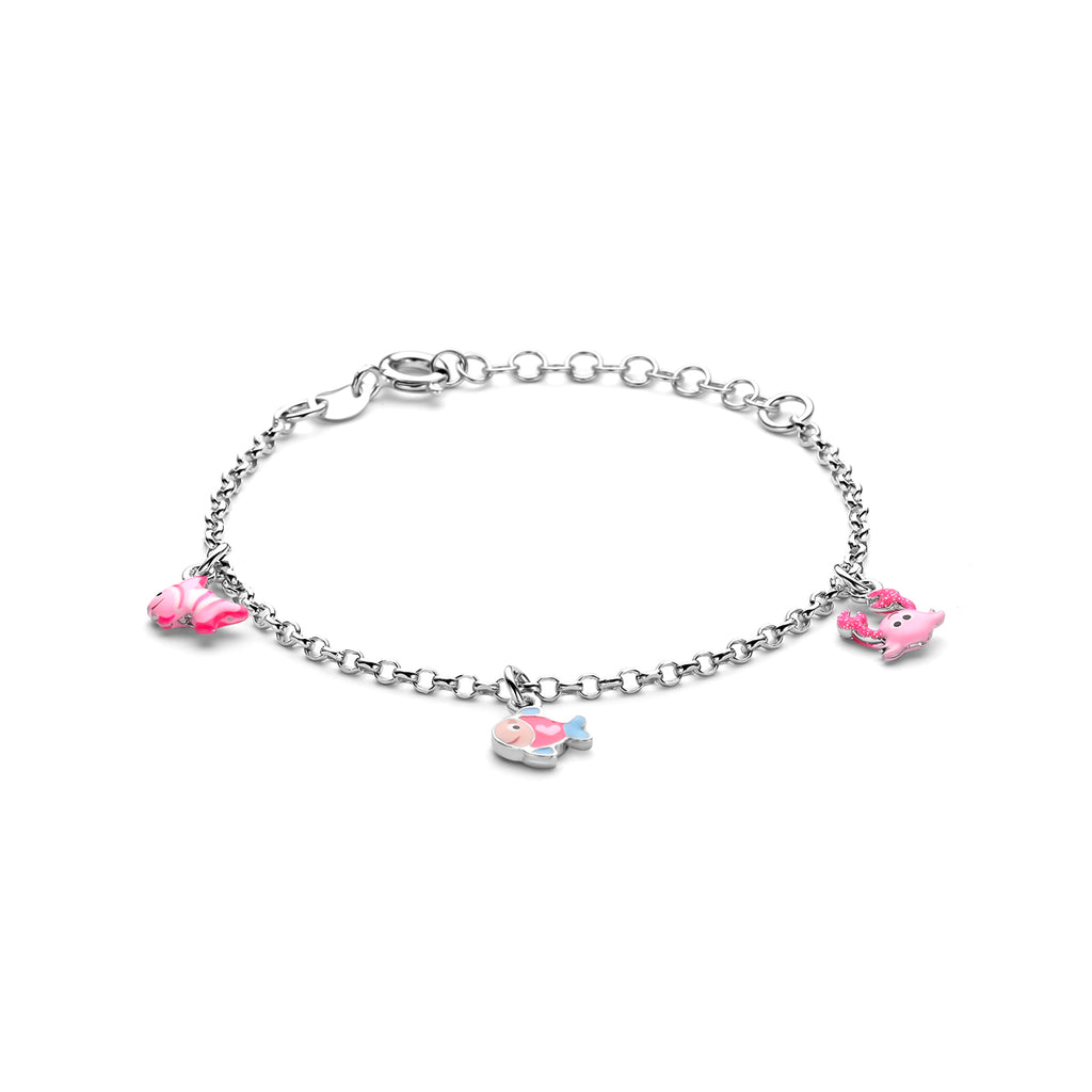 Armband Emaille Seetiere 13 + 3 Silber rhodiniert