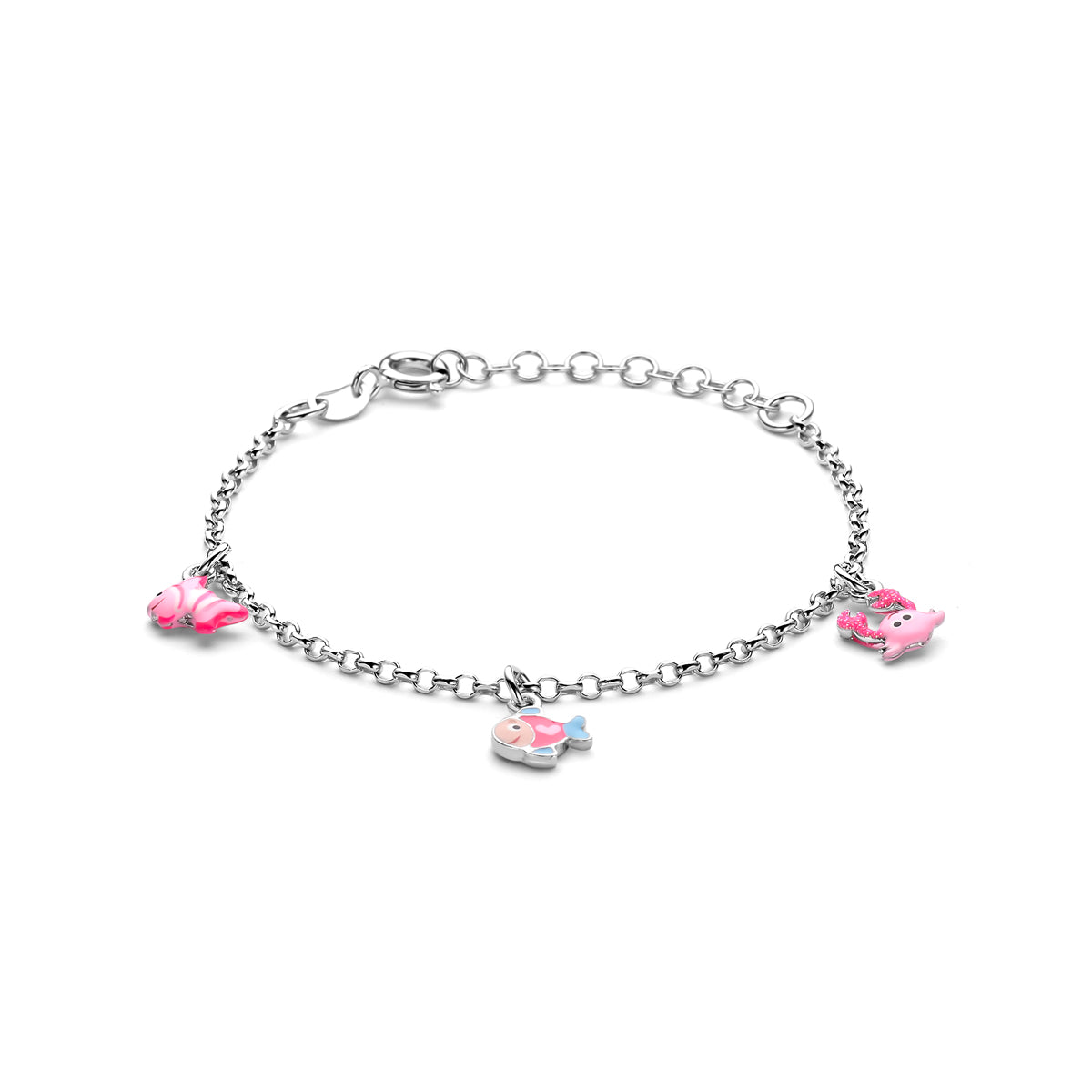 armband emaille zeedieren 13 + 3 zilver gerhodineerd