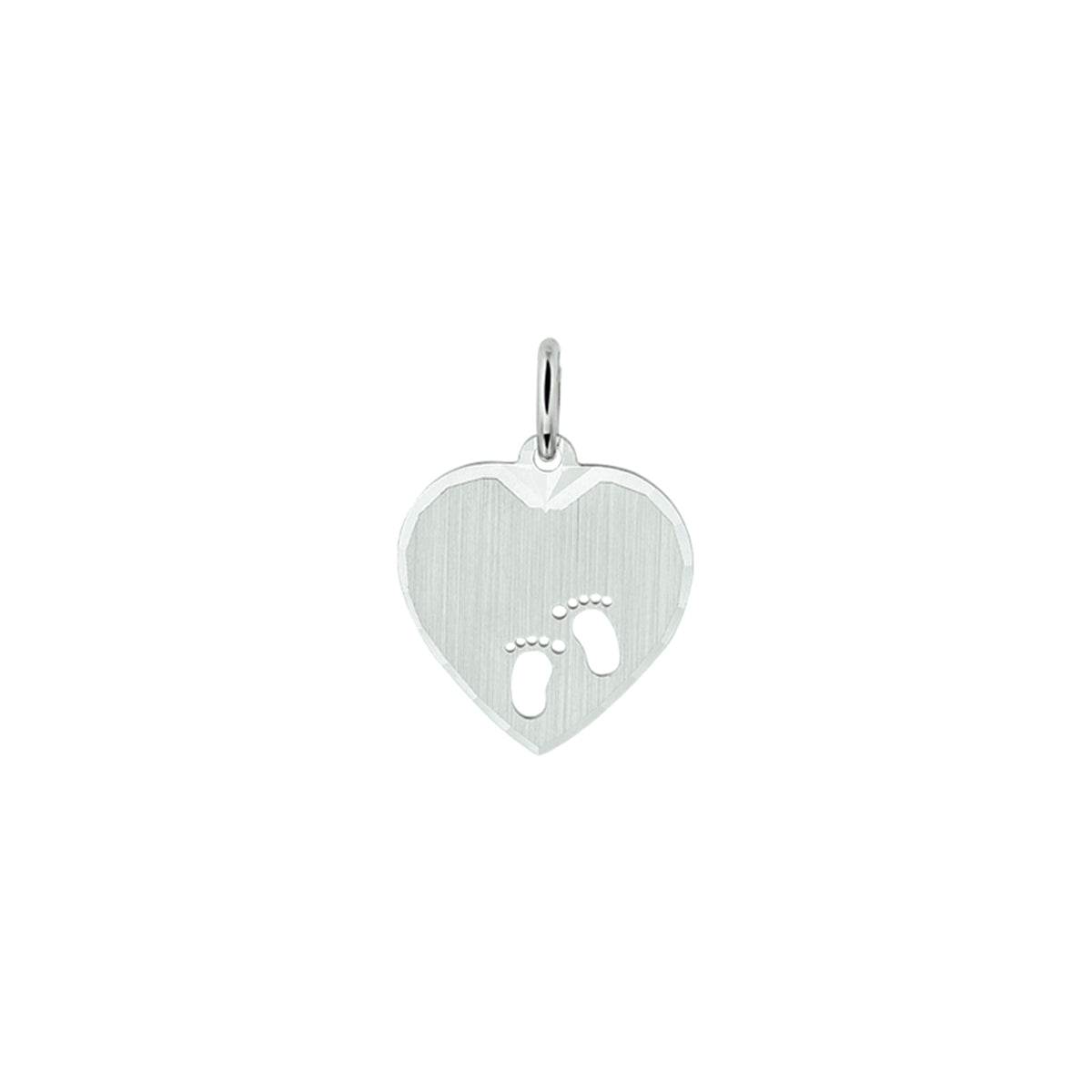 hanger hart en voetjes poli/mat zilver gerhodineerd