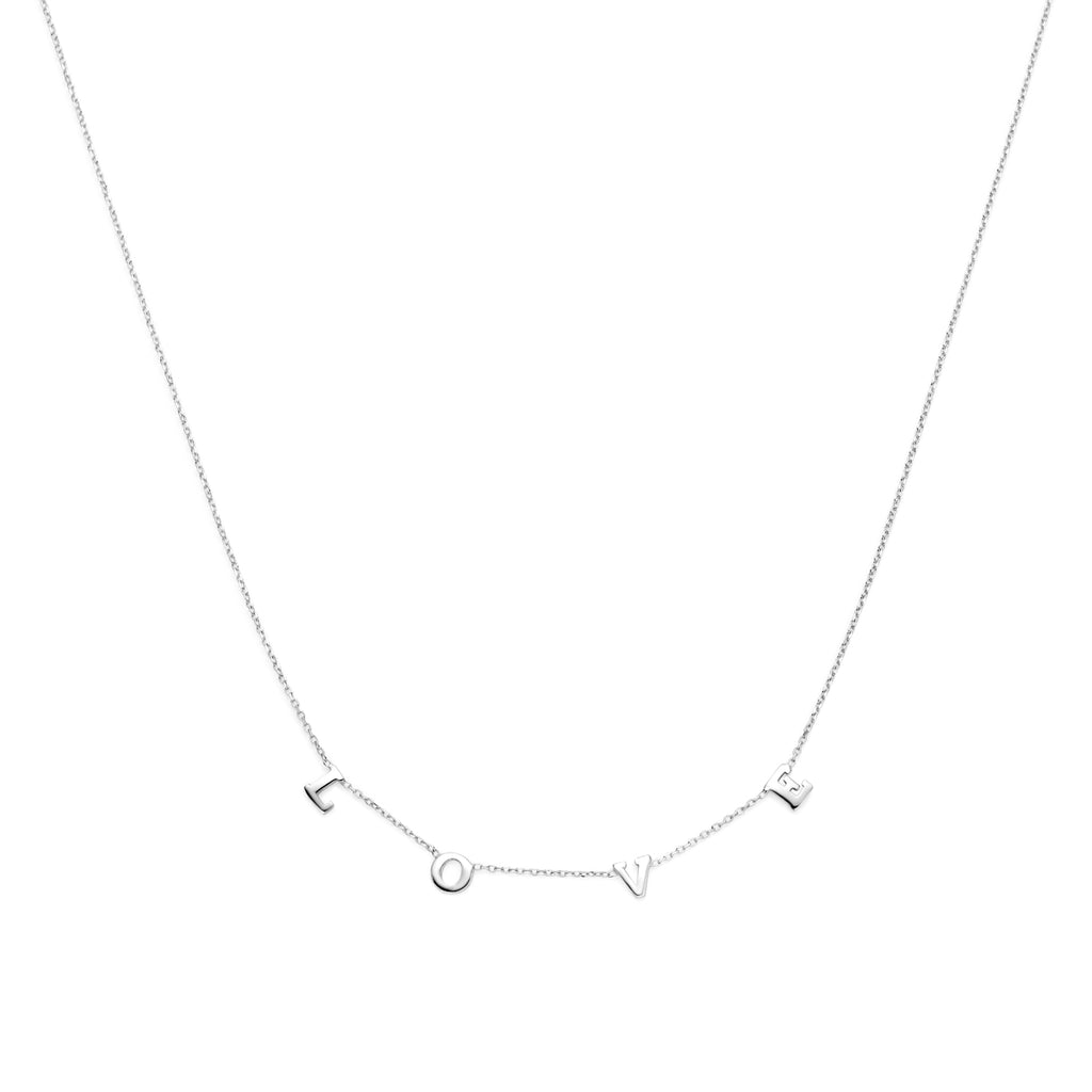 collier love 41 + 5 cm zilver gerhodineerd