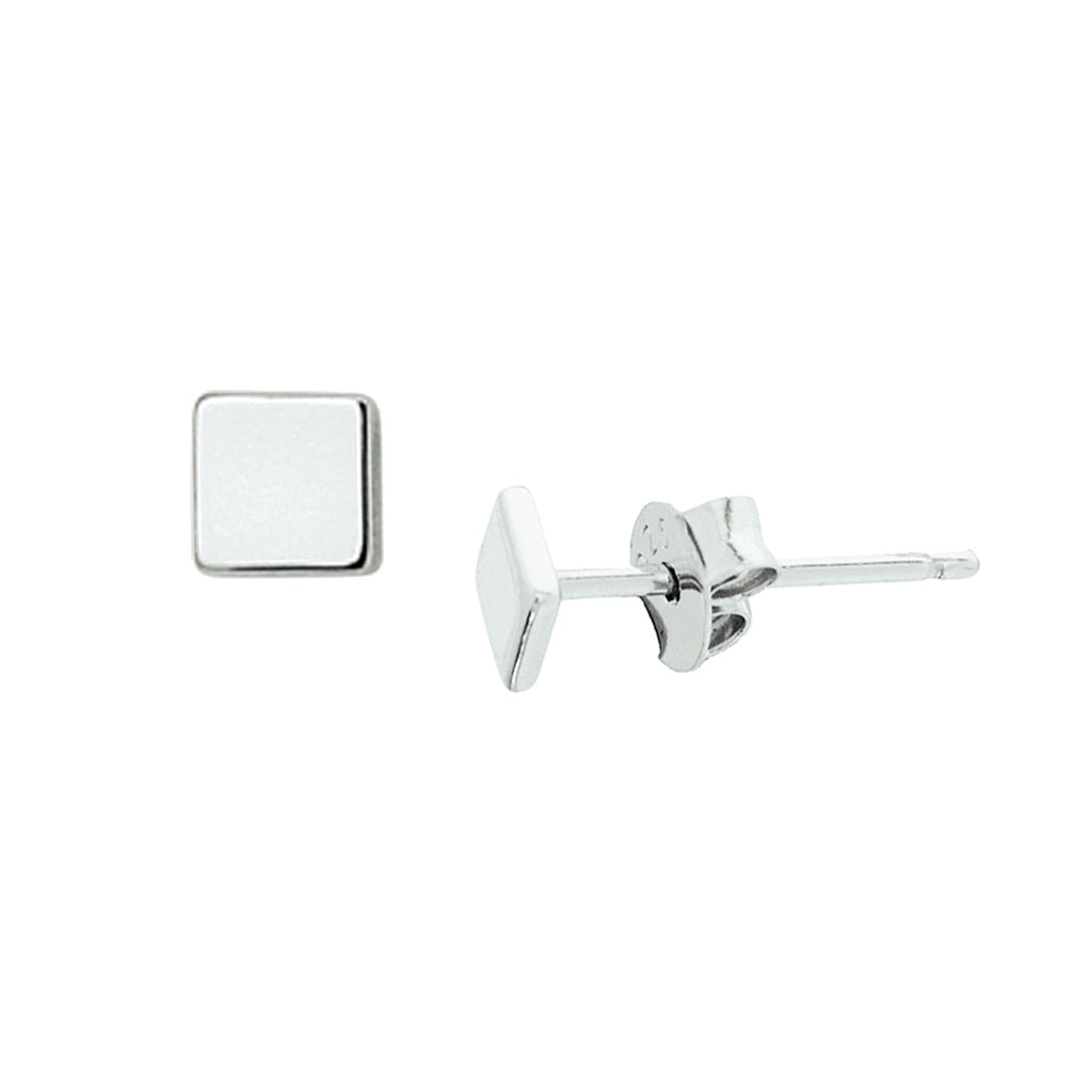Quadratische silberne rhodinierte Ohrstecker