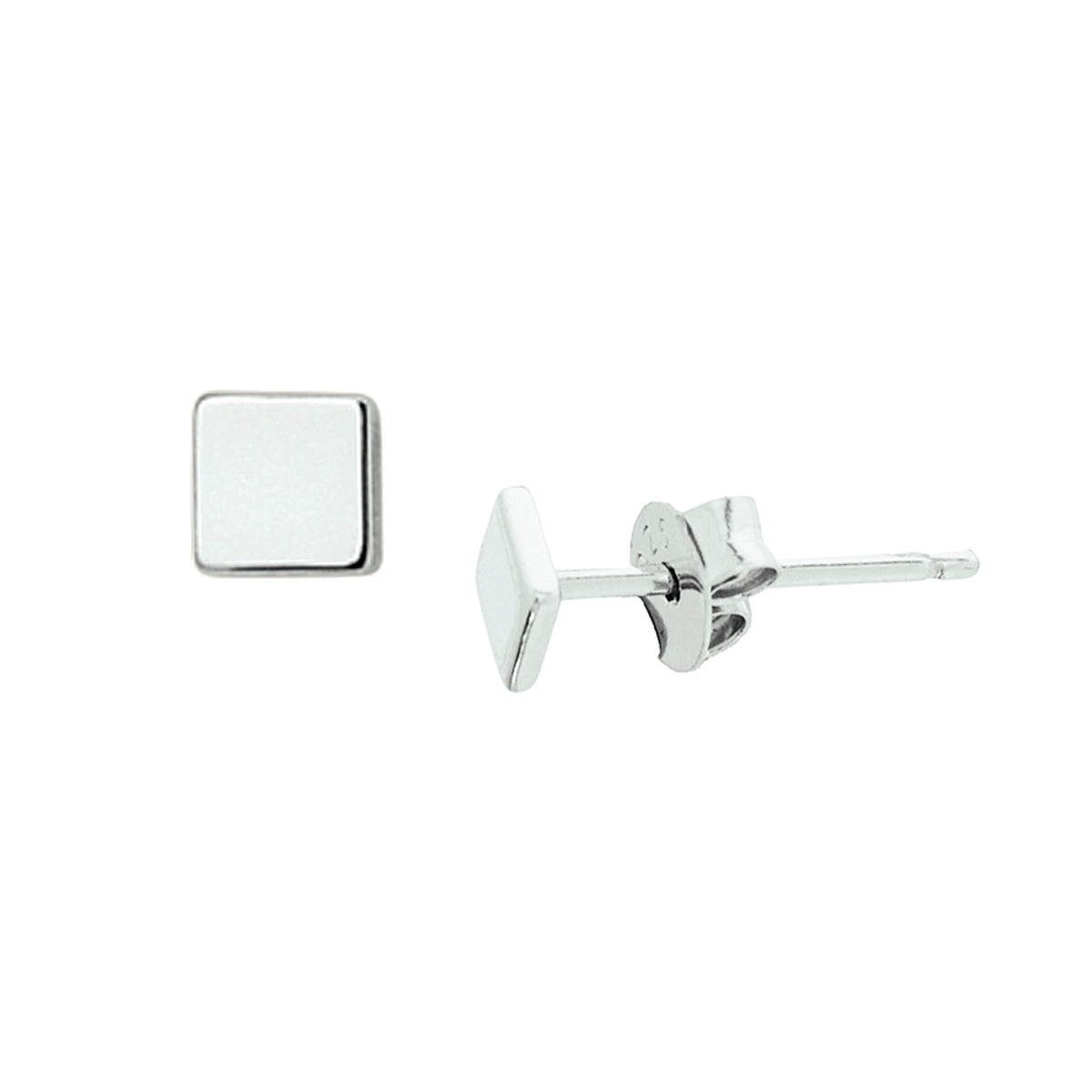 Quadratische silberne rhodinierte Ohrstecker