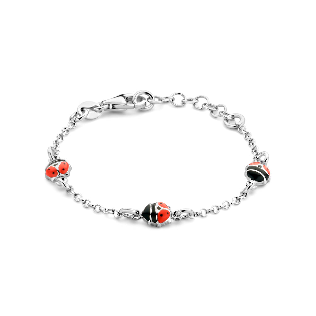 Armband Marienkäfer Emaille 11 + 2 cm Silber rhodiniert