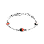 Armband Marienkäfer Emaille 11 + 2 cm Silber rhodiniert