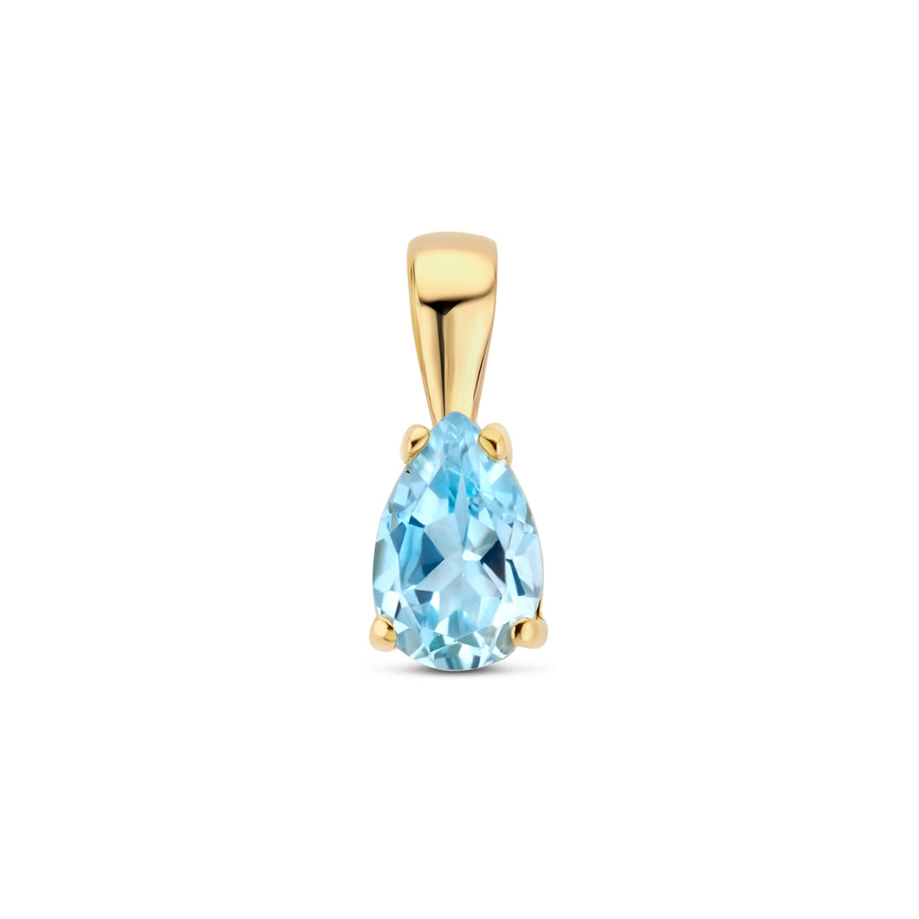 Anhänger Blautopas 11 mm 14K Gelbgold
