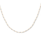 Halskette Kugeln diamantiert und Weißglas 3,0 mm 41 + 4 cm Silber rhodiniert