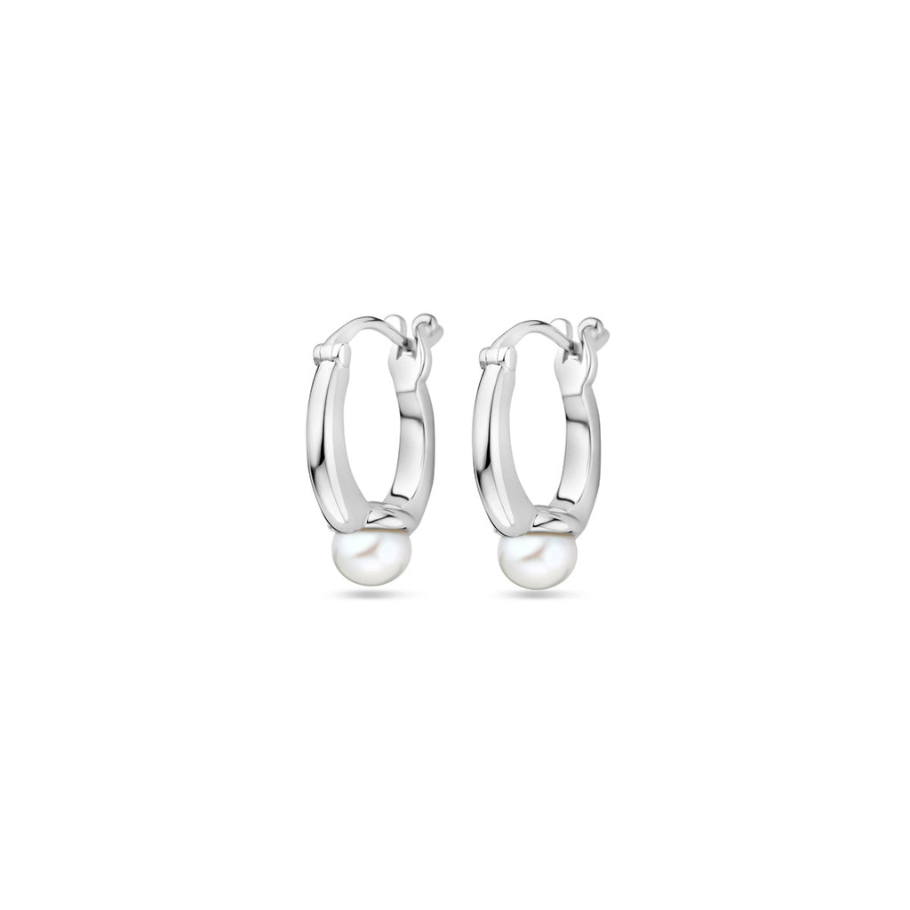 Ohrringe Perle 20 mm rhodiniertes Silber