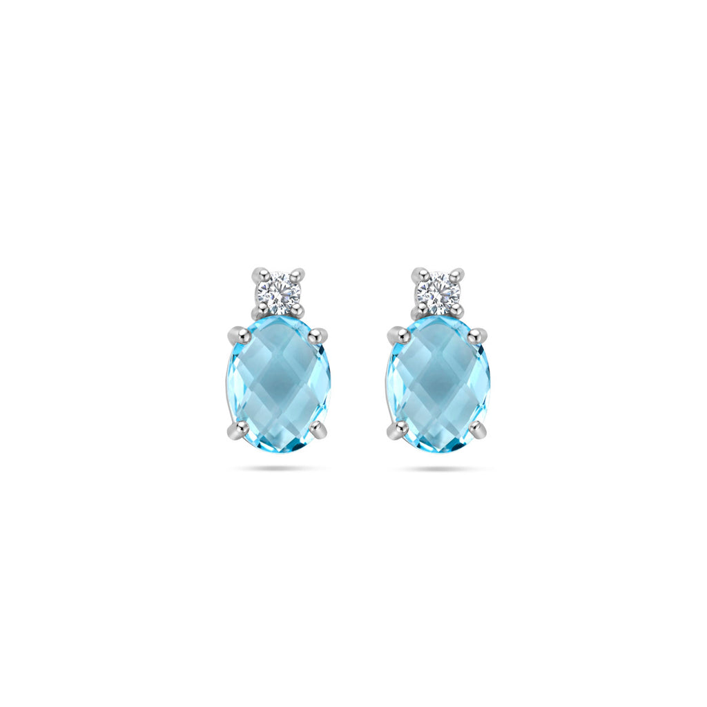 Ohrstecker blau Topas und Zirkonia 10,5 mm rhodiniertes Silber