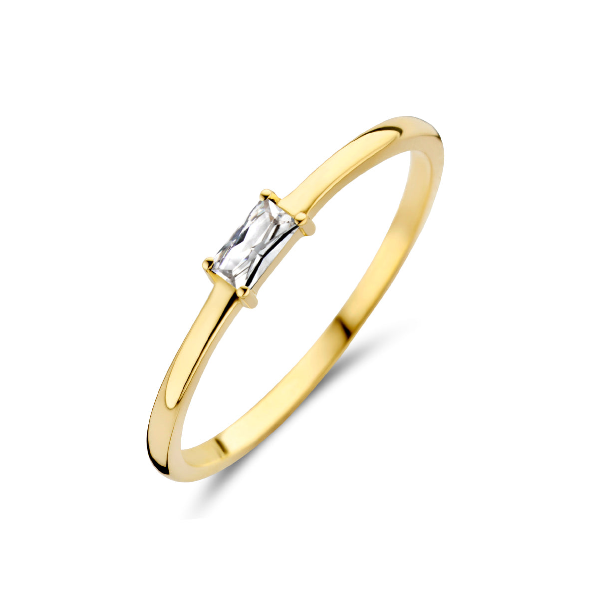 Ring mit Geburtsstein-Zirkonia April 14K Gelbgold