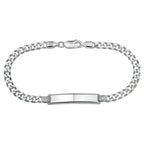 Gravurarmband Gourmet-Glieder 4-seitig geschliffen Platte 6 mm 19 cm Silber weiß