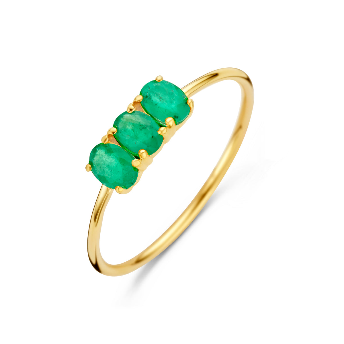 Ring Trilogie Smaragd 14K Gelbgold