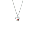 collier hartje lieveheersbeestje emaille 36 + 4 cm zilver gerhodineerd