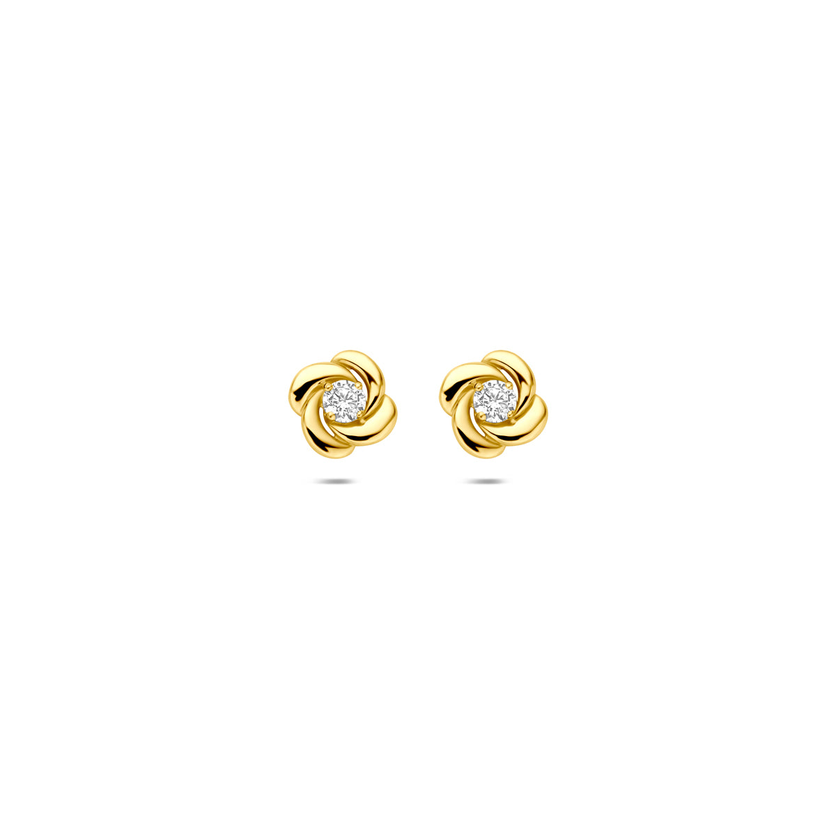 oorknoppen zirkonia 6,5 mm 14K geelgoud