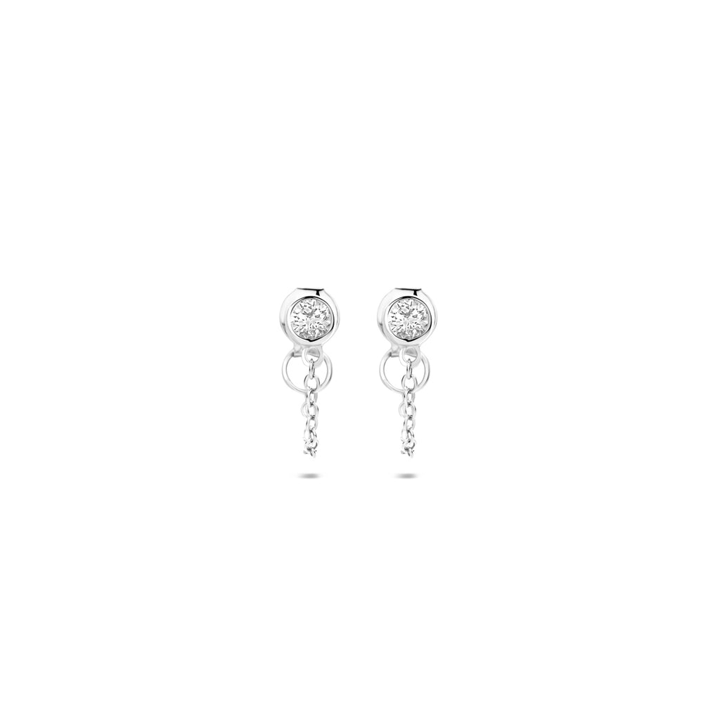 oorbellen zirkonia 25 mm zilver gerhodineerd
