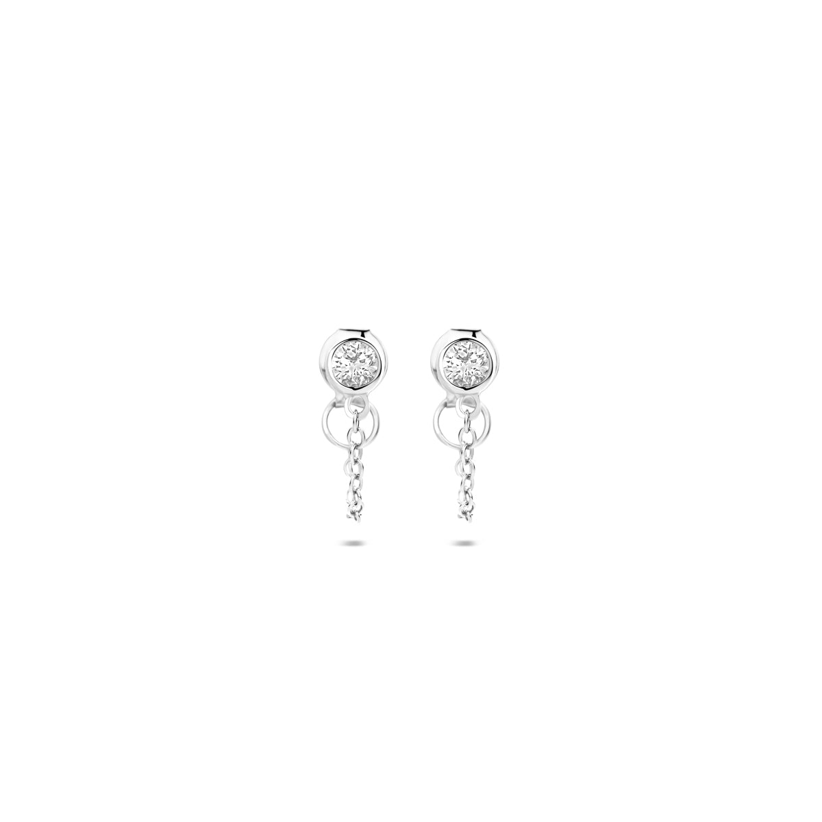 oorbellen zirkonia 25 mm zilver gerhodineerd