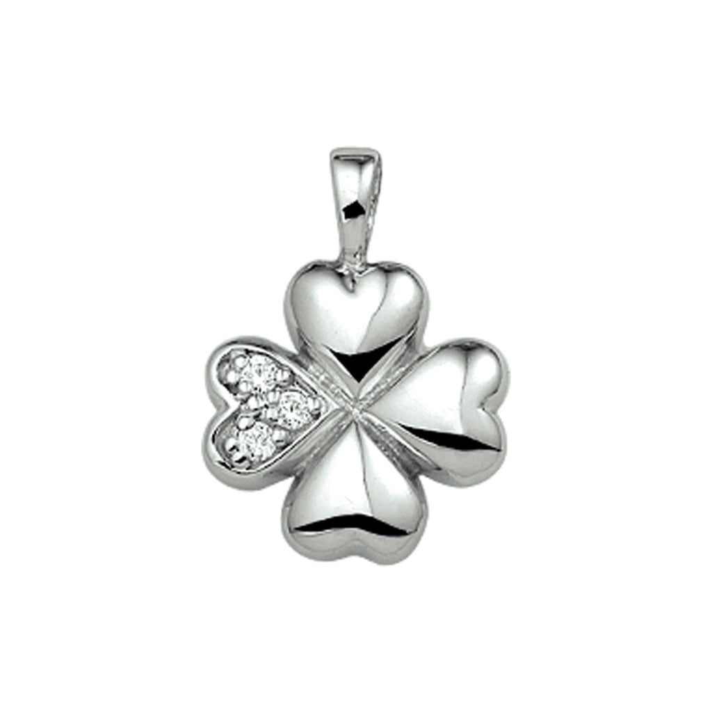 hanger klavertje zirkonia 11,5 mm zilver gerhodineerd