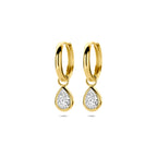 9 Karat Ohrringe Zirkonia 21 mm 9K gelb