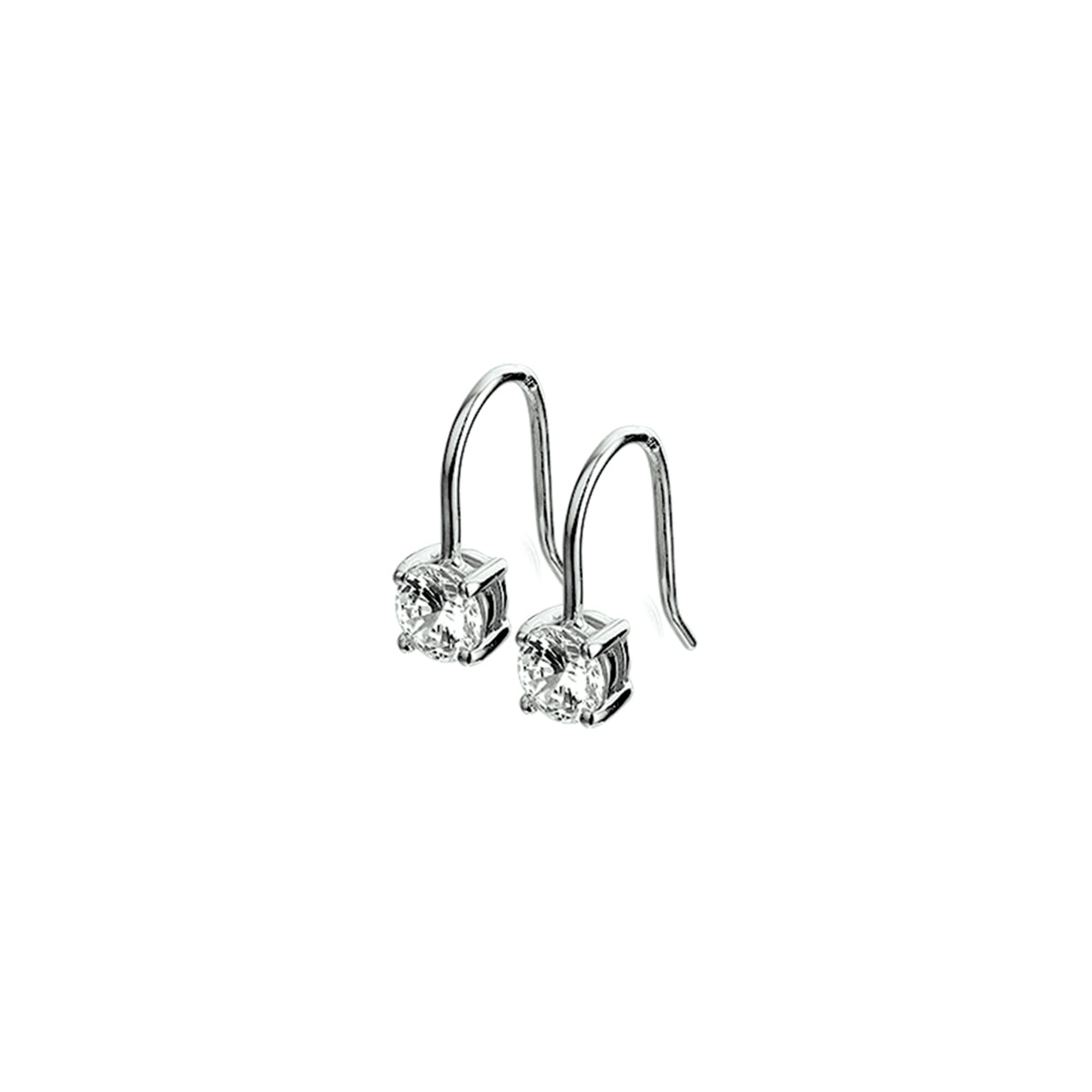 Ohrringe mit Zirkonia, französischer Haken, Silber rhodiniert