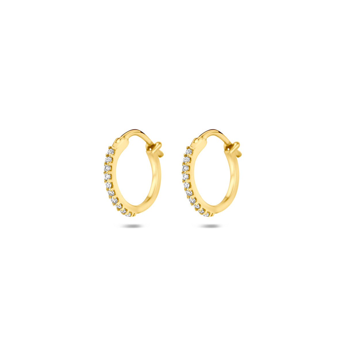 oorringen zirkonia buis 1 mm 14K geelgoud