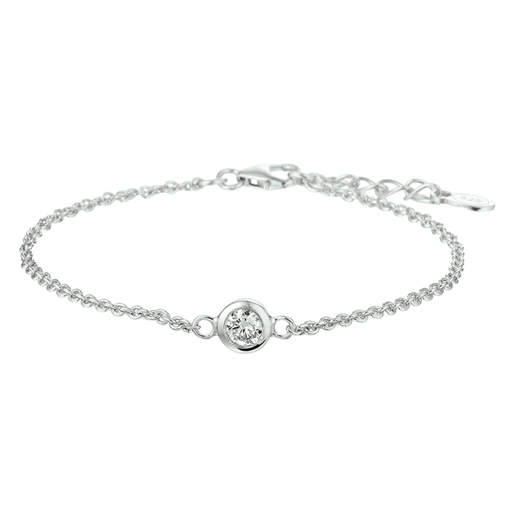 armband zirkonia 1,7 mm 16,5 + 2,5 cm zilver gerhodineerd